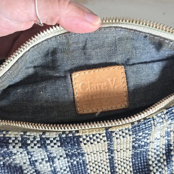 Clare V Plaid Fanny Pack In Navy/Cream - Picture 13 of 13